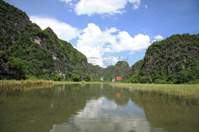 三谷,河流,稻,田地,水,天空,水平画幅,无人,户外,越南