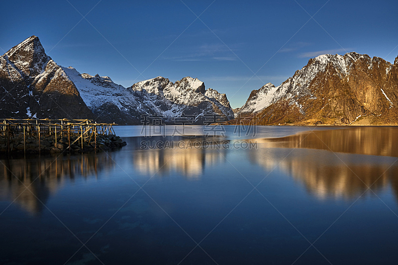 海港,挪威,风景,小的, 罗弗敦群岛 ,翰姆诺伊,自然,水平画幅,地形,无人
