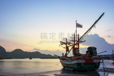 天空,泰国,海滩,渔业,巴蜀,船,南,自然美,当地著名景点,日出