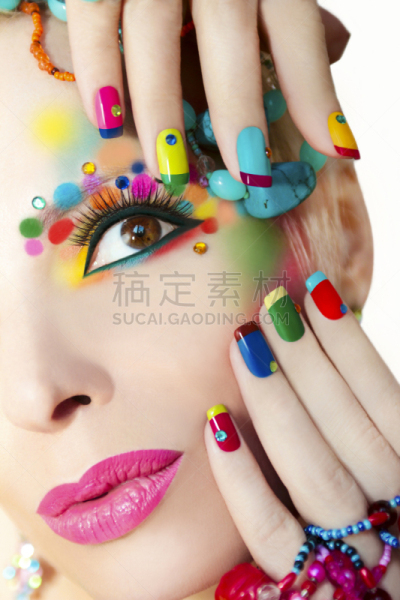 法式美甲,彩妆,色彩鲜艳,dna测序,指甲,修指甲,人工指甲,垂直画幅,人的眼睛