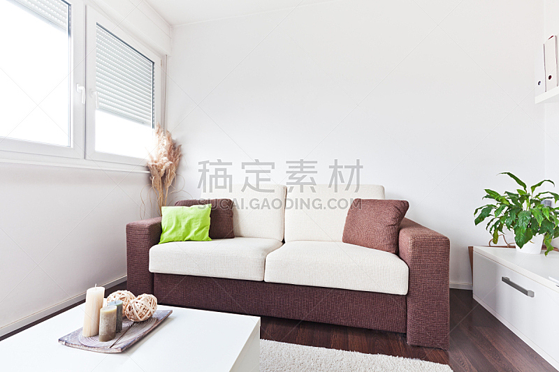 褐色,纺织品,沙发,白色,起居室,新的,座位,水平画幅,无人,家具