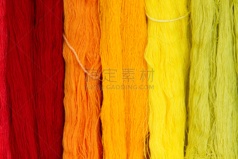 色彩鲜艳,线,丝绸,长颈族,高山族,薄绸,水平画幅,纺织品,山,无人