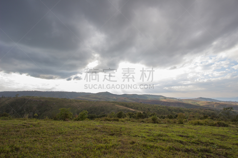 全景,黄昏,泰国,国家公园,天空,居住区,黎,姆斯堂自治区,看风景,荣河