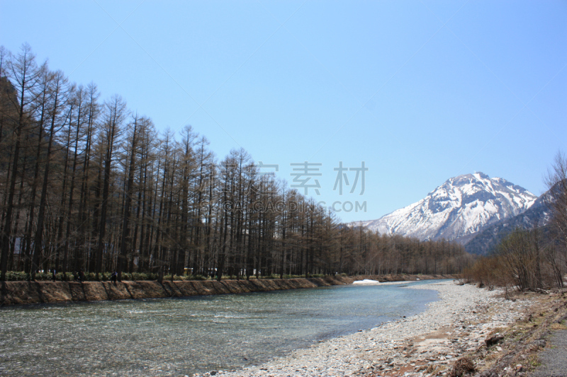河流,梓川,上高地国家公园,长野县,水平画幅,山,无人,日本,户外,摄影