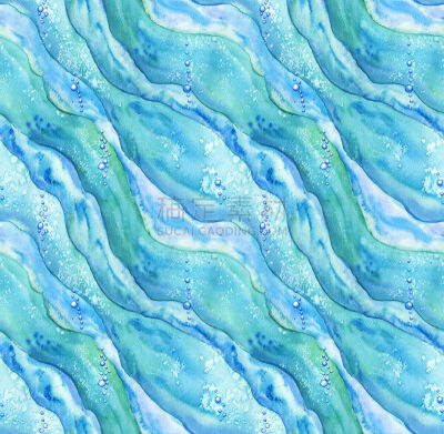海洋,水彩画,四方连续纹样,水彩画颜料,美术工艺,色彩鲜艳,涂料,绿松石色,背景,纹理