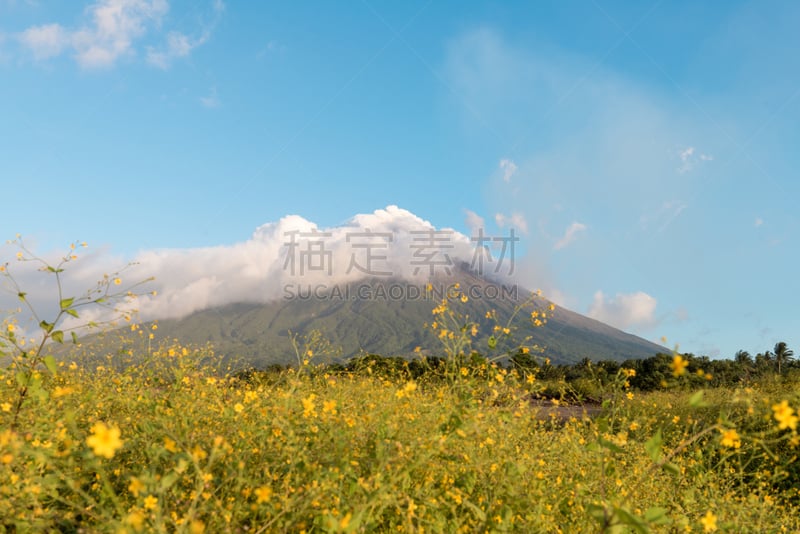 自然,仅一朵花,自由,云,图像,无人,马尔地马荣火山,菲律宾,户外,水平画幅