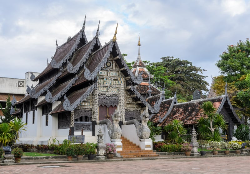 拉那风景饭店,远古的,修道院,木制,柴迪隆寺,天空,美,水平画幅,无人,古老的