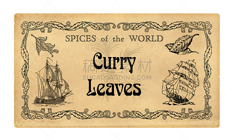 咖喱粉,标签,香料,叶子,大帆船,高桅横帆船,水平画幅,古典式,货运,英格兰