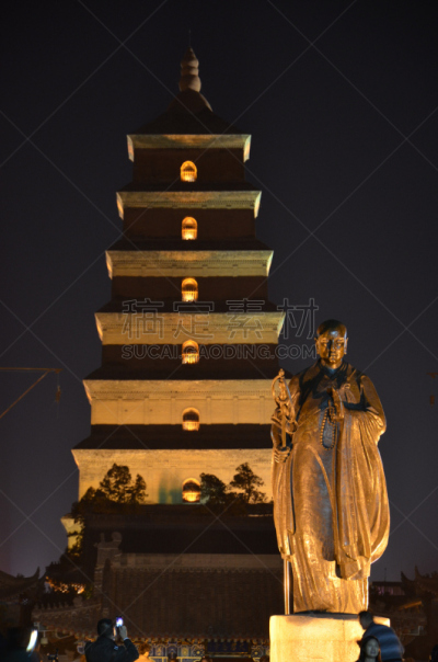 西安,建筑外部,宝塔,野外动物,巨大的,鹅肉,大雁塔,陕西省,垂直画幅