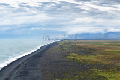 冰岛国,高视角,海滩,蒂霍拉伊,维克,海岬,斗篷,北极,水平画幅,沙子