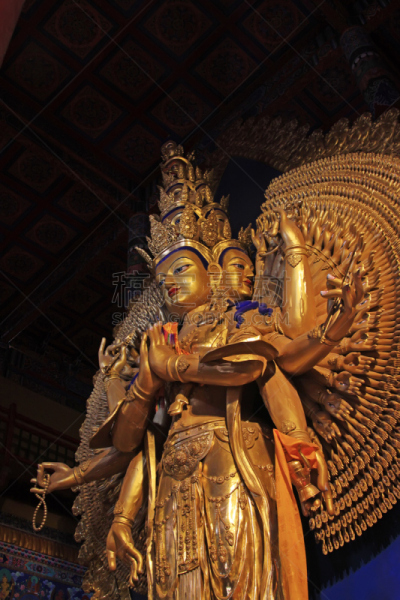 人的眼睛,喇麻庙,内蒙古自治区,呼和浩特,四臂观音,丰富,2015年,城市,雕像