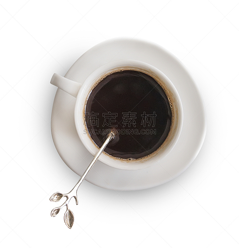 咖啡杯,白色,汤匙,看风景,分离着色,自然美,饮料,热,暗色,清新