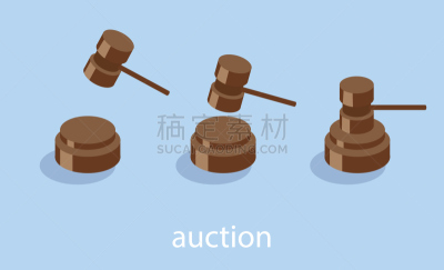绘画插图,矢量,概念,大量物体,巨大的,锤子,竞拍牌,已售完,房地产标志,槌子