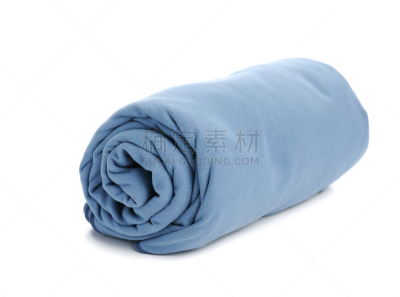 蓝色,毛巾,超细纤维,分离着色,折叠的,水平画幅,纺织品,无人,白色背景,干的