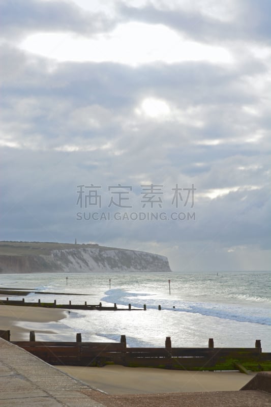 暴风雨,海滩,多云,垂直画幅,水,沙子,早晨,桑当,光,防波堤