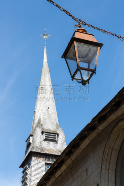 古老的,翁弗勒,法国,中世纪时代,诺曼底,垂直画幅,市区路,旅行者,石材