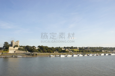 河流,梅德韦河,罗切斯特,诺曼风格,天空,水平画幅,肯特,肯特岛,建筑,无人
