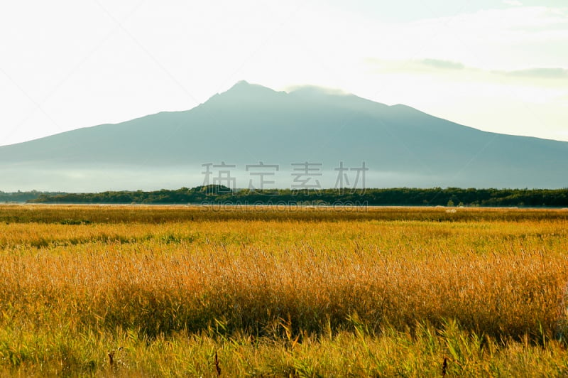 涛沸湖,山,秋天,日本,北海道,东,斜里岳,天空,水平画幅,无人