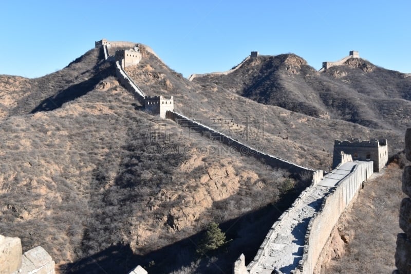 风景,冬天,绿色,北京市,前面,寒冷,司马台,北京,世界遗产,长的