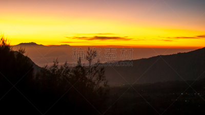黎明,火山,婆罗摩火山,天空,水平画幅,无人,火山地形,早晨,bromo-tengger-semeru national park,烟