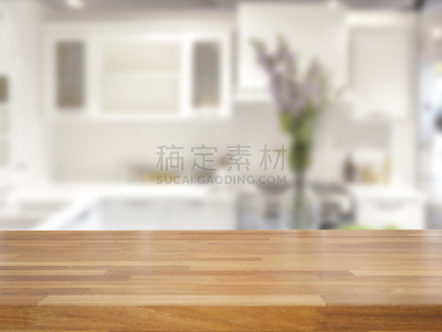 厨房,桌子,空的,木制,背景,运动模糊,灶台,抽油烟机,散焦,褐色