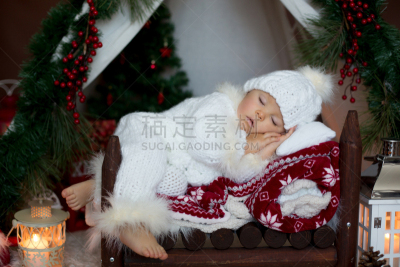 男婴,幼儿,圆锥帐篷,可爱的,婴儿,古服装,衣服,前面,睡觉