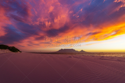 开普敦,海滩,南非桌山,开普半岛,西开普省,水平画幅,无人,户外,波浪,沙丘