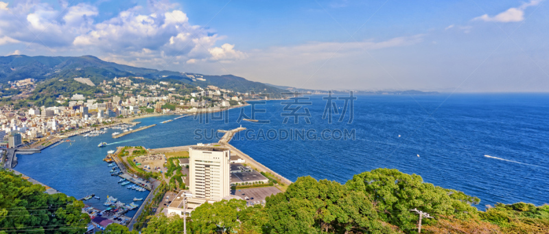 热海,相模湾,都市风景,自然,水平画幅,建筑,无人,蓝色,全景,日本