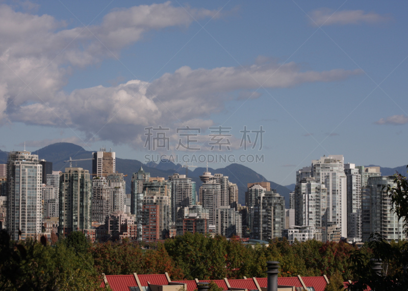 耶鲁镇,秋天,温哥华,摩天大楼,福溪,南部海岸山脉,天空,水平画幅,建筑,无人