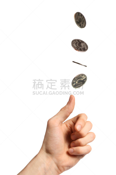 手,呕吐物,白色背景,垂直画幅,背景分离,金属,彩色图片,运气,乐透奖