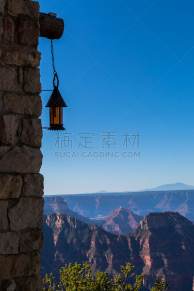 北,在边上,灯开关,明亮天使角,大峡谷北缘,大峡谷,灯塔,垂直画幅,天空,石墙