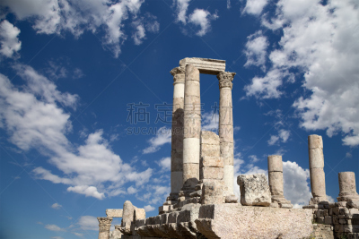 安曼,大力神,寺庙,约旦,纪念碑,古代文明,水平画幅,户外,要塞,石材
