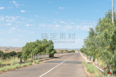 河流,桥,在之间,在上面,奥兰治河,奥兰治自由邦,北开普省,水平画幅,地形,秋天