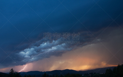 雷雨,自然,暴风雨,气候,水平画幅,环境损害,暴雨,湿,夏天,天气