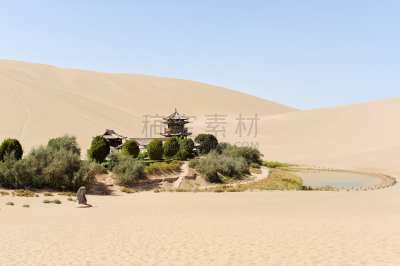沙漠绿洲,沙漠,塔克拉玛干沙漠,干旱地带,甘肃省,中国中北部,水,天空,气候,沙子