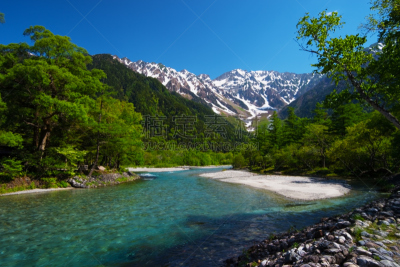 桥,看风景,梓川,长野县,自然,水平画幅,夏天,户外,徒步旅行,河流