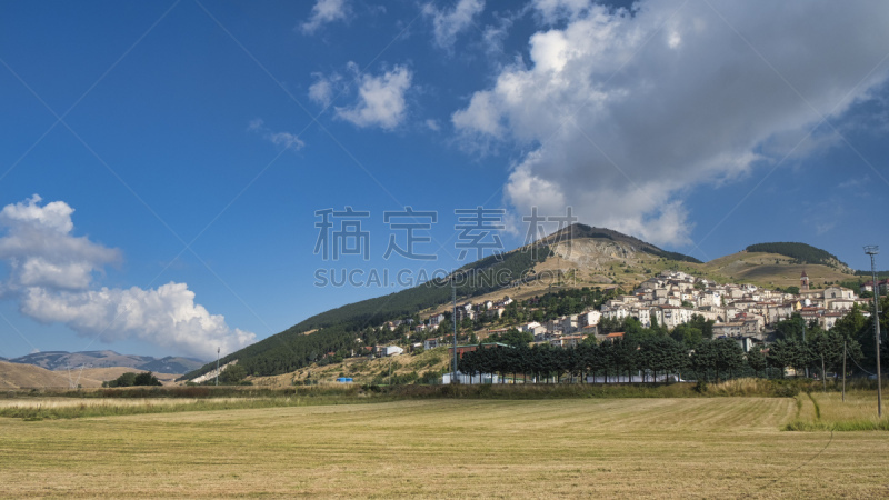 早晨,阿布鲁奇,水平画幅,无人,传统,古老的,夏天,户外,都市风景,彩色图片