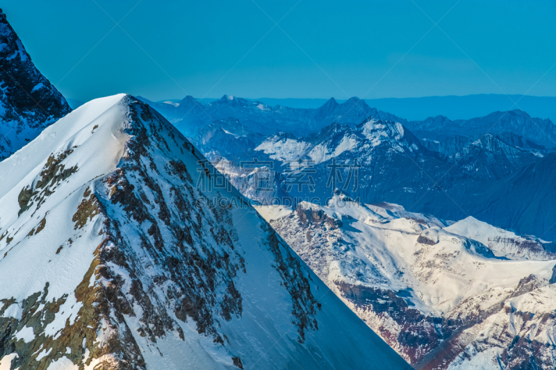 Dramatic Ice and snow landscapes of the Aletsch glacier at the f