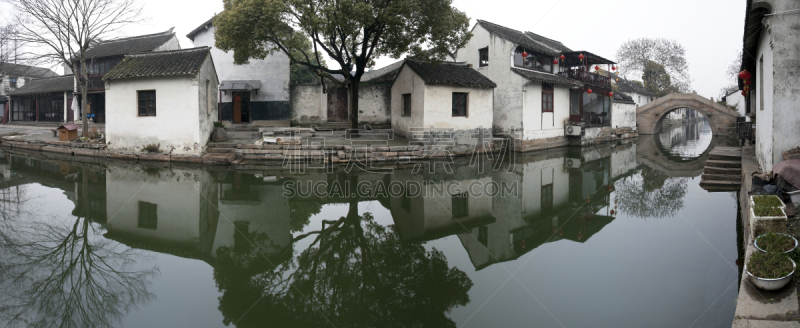 周庄,大运河,水平画幅,无人,运河,古老的,户外,过去,白色,彩色图片