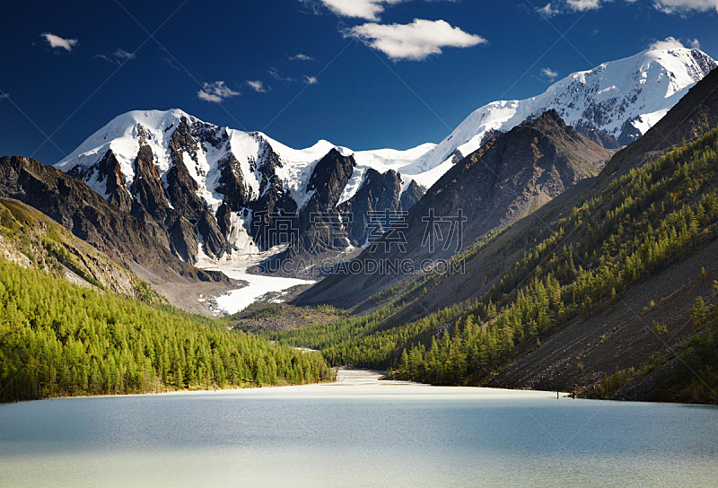 湖,山,自然,水平画幅,岩石,雪,无人,蓝色,夏天,户外