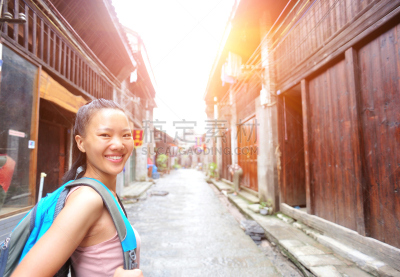 旅行者,女人,兴平,阳朔,桂林,天空,留白,半身像,黑发,夏天