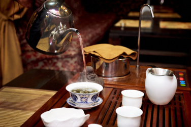 茶道,水,早晨,饮料,锅,瓷器,竹子,热,茶