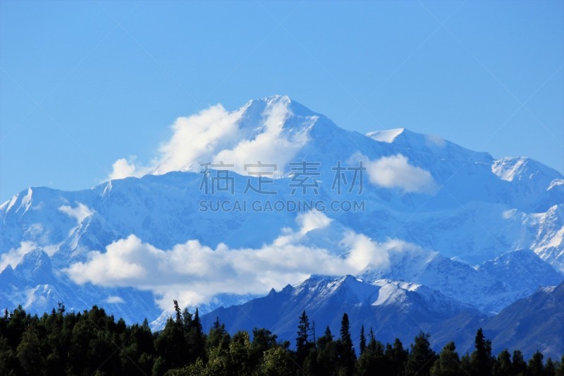 云,雪,麦金利峰,宏伟,山,阿拉斯加,云景,雪山,户外,天空