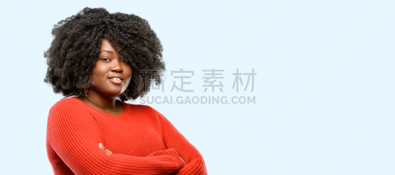 幸福,信心,自然,巨大的,双臂交叉,背景分离,肖像,一个人,从容态度,女人