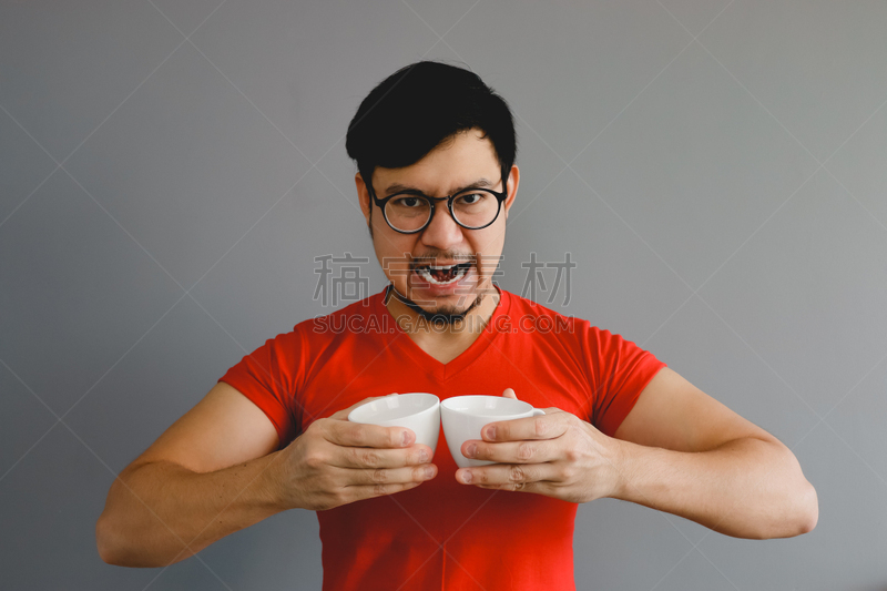 亚洲,男人,咖啡杯,咖啡馆,水平画幅,小的,拿着,浓咖啡,饮料,取消