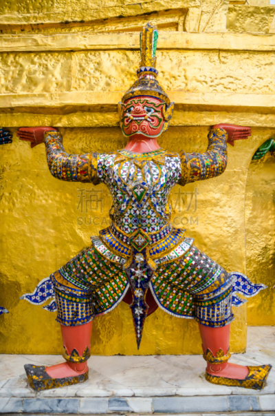 玉佛寺,魔鬼,雕像,垂直画幅,无人,班戈寇科省,僧院,泰国,东南亚,佛教