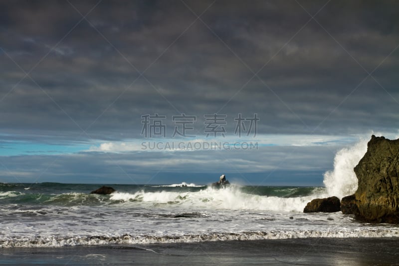 天空,海浪,暗色,奥勒冈海滨,自然,水,俄勒冈州,俄勒冈郡,水平画幅,沙子