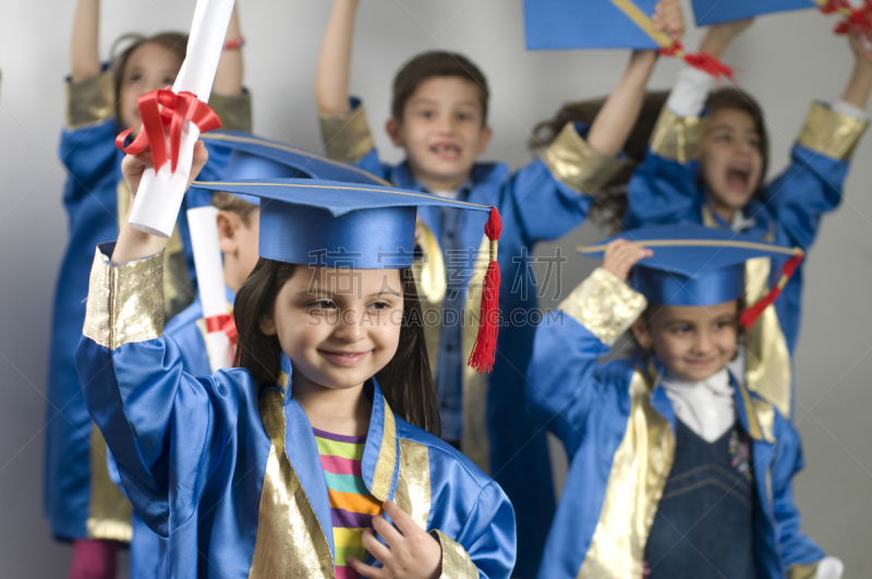 幸福,幼儿园,儿童,典礼,学生,知识,学位帽,4岁到5岁,毕业