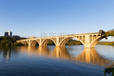 美国,华盛顿特区,key bridge,黎明,天空,水平画幅,早晨,旅行者,户外,明亮