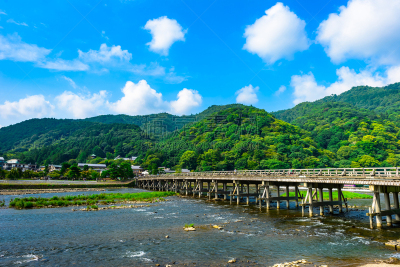 京都府,日本,渡月桥,岚山,水平画幅,地形,旅行者,户外,鸭川,山